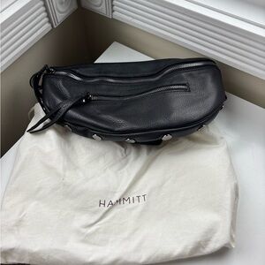 Hammitt Black Pebbled Leather bum bag with Silver Hardware